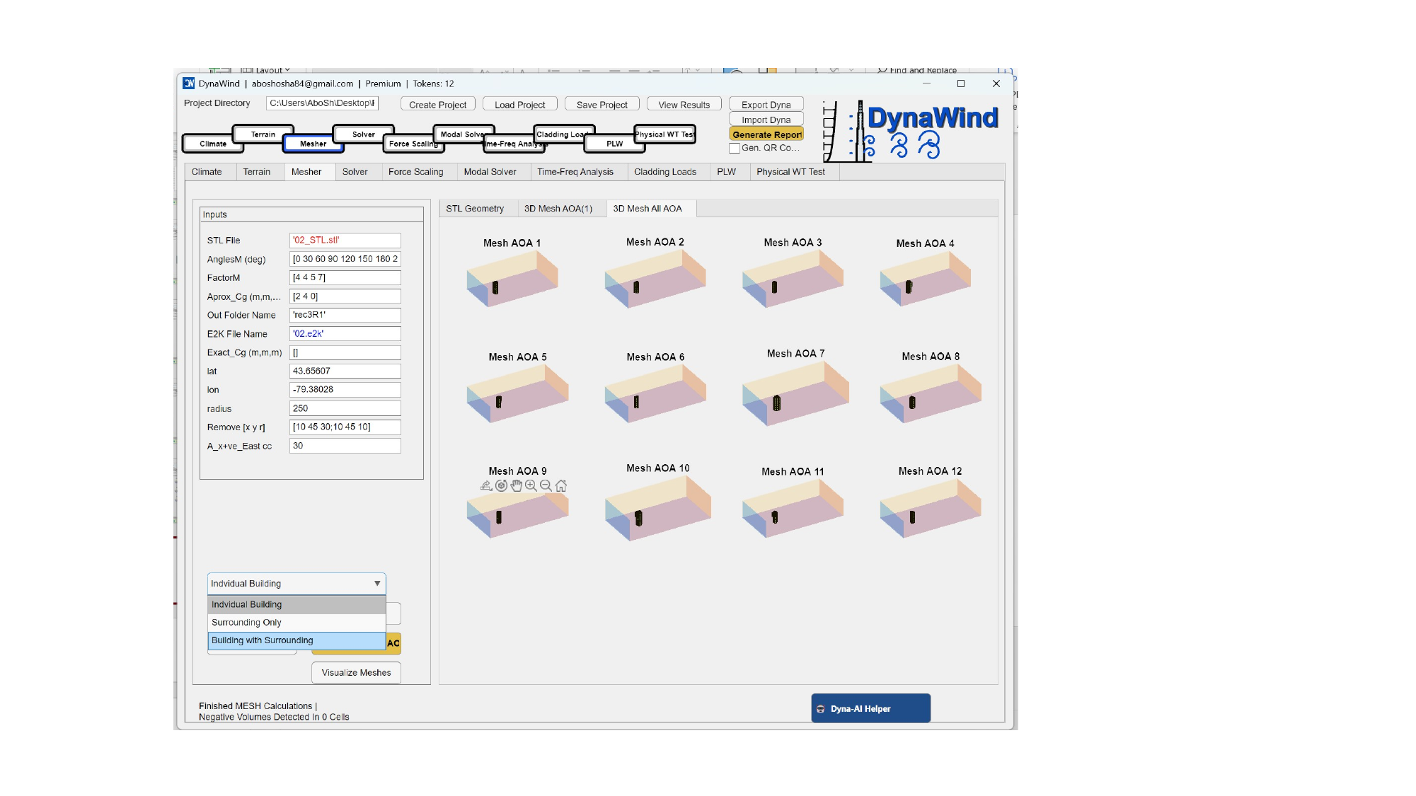 AOA mesh previews and dropdown